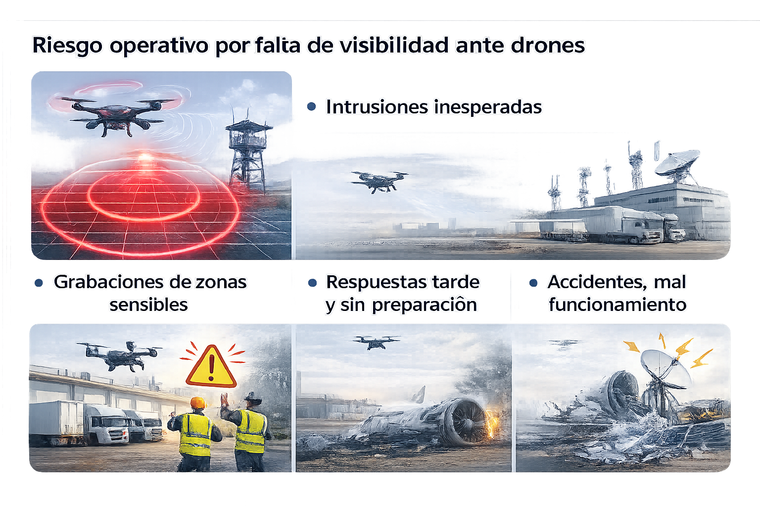 Riesgo operativo por falta de visibilidad ante drones